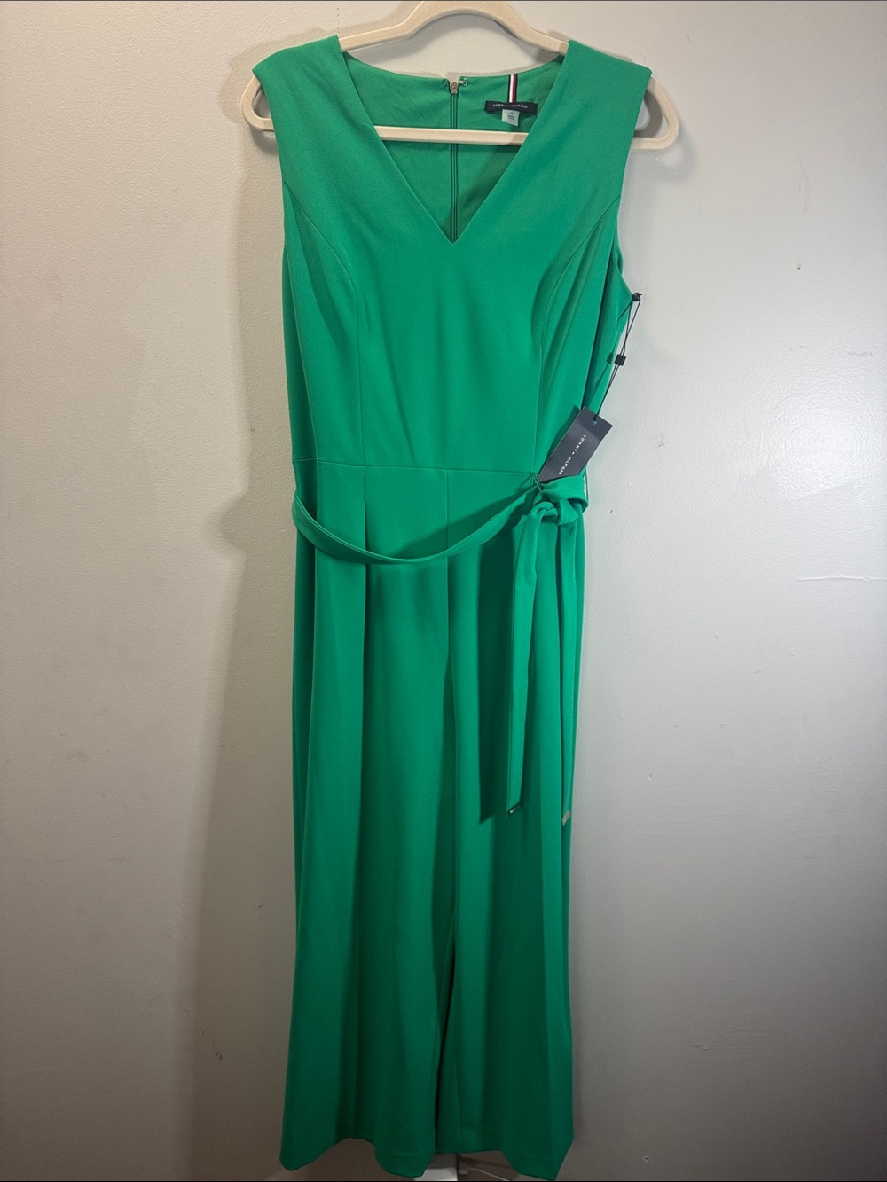 NWT Tommy Hilfiger Emerald Green Belted Wide Leg Jumpsuit Size 10 MSRP $12